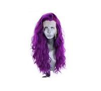 Perruques Perruques synthétiques longues et bouclées, perruque avant en dentelle synthétique, cheveux ondulés à haute température for femmes, perruque de Cosplay Perruques pour Femmes(Purple Wig,22INC