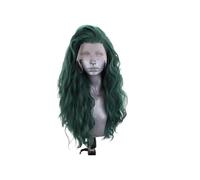 Perruques Perruques synthétiques longues et bouclées, perruque avant en dentelle synthétique, cheveux ondulés à haute température for femmes, perruque de Cosplay Perruques pour Femmes(Green Wig,20inch