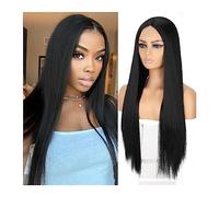 Perruques Perruques synthétiques longues noires for femmes Orange rose bleu vin perruque synthétique résistant aux hautes températures Cosplay cheveux Perruque