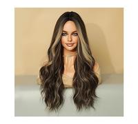 Perruques Perruques synthétiques résistantes partie centrale aspect naturel Ombre brun faux cheveux point culminant Blonde longue vague de corps femmes perruque chaleur Perruque dames(MW9055-1)