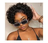 Perruques Pixie Cut 13 × 1 dentelle frontale perruque courte printemps Curl perruque de cheveux humains for les femmes brésilienne Remy cheveux Transparent dentelle avant perruque Pour une fête quotid