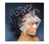 Perruques Pixie Cut Wig 13 × 1 Perruques de cheveux humains bouclés en dentelle for femmes Court Bob Water Wave Perruque en dentelle transparente Cheveux brésiliens Remy pré-plumés avec des cheveux de