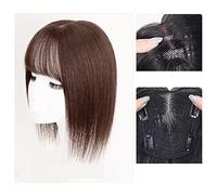 Perruques pour femme - Vrais cheveux pour couvrir les cheveux gris - Tête fine - Cheveux véritables - Moelleux - Augmente le volume des cheveux - Fausse frange - Couleur : 06-(12-13)25 cm - Marron c