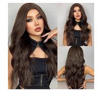 Perruques pour femmes Cosplay Party Partie Moyenne Perruque Résistant À La Chaleur Longue Ondulée Synthétique Naturel Perruques Blonde Platine Ombre Brun for les Femmes Perruque pour une utilisation q