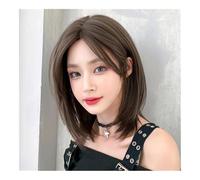 Perruques pour femmes Dark Brown Short Wig with Middle Part & Bangs: Chic Style for Every Day - Women's Fashionable Wig Solution Perruque bouclée(Russet)