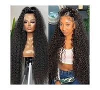 Perruques pour femmes Deep Wave Lace Wig Glueless 360 Lace Front Wigs Long Wave Curly 13x4 Lace Frontal Wigs Brésilien Remy Hair Curly 4x4 Lace Wigs for Women(13x4 Lace Wig,16inches)