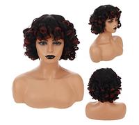 Perruques pour femmes HOUYAN cheveux courts bouclés synthétiques noir femme noir brun perruque perruque africaine avec une frange accessoires de cheveux féminins naturels Perruque pour une utilisation
