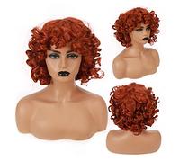Perruques pour femmes HOUYAN cheveux courts bouclés synthétiques noir femme noir brun perruque perruque africaine avec une frange accessoires de cheveux féminins naturels Perruque pour une utilisation