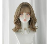 Perruques pour femmes Light Brown Women Wig for Women Daily Party Short Wavy Wigs with Fluffy Bangs Perruque bouclée