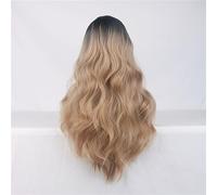Perruques pour femmes Longue ondulée Ombre vert rouge rose violet noir marron bleu gris bois Festival perruques de cheveux synthétiques for les femmes partie moyenne perruque Cosplay Perruque pour une