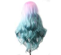 Perruques pour femmes Longue ondulée Ombre vert rouge rose violet noir marron bleu gris bois Festival perruques de cheveux synthétiques for les femmes partie moyenne perruque Cosplay Perruque pour une