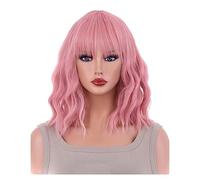 Perruques pour femmes Longueur Synthétique Usage Quotidien Coloré Aides cheveux Pastel Perruque Ondulée avec Air Bangs Femmes Court Bob Argent Pentecôte Bouclés Épaule Perruque pour une utilisation qu
