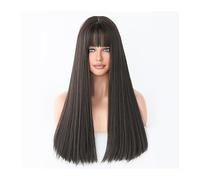 Perruques pour femmes Naturel Faux Cheveux Quotidien Cosplay Perruque for Femmes Ombre Brun Blonde Perruques Longue Ligne Droite Synthétique Perruques avec Frange Haute Température Perruque pour une u
