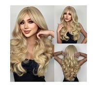 Perruques pour femmes Naturel long ondulé Cosplay cheveux Ombre châtaigne brun à blond perruques synthétiques avec frange for les femmes perruque quotidien résistant à la chaleur Perruque pour une uti