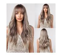 Perruques pour femmes Naturel long ondulé Cosplay cheveux Ombre châtaigne brun à blond perruques synthétiques avec frange for les femmes perruque quotidien résistant à la chaleur Perruque pour une uti