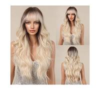 Perruques pour femmes Naturel long ondulé Cosplay cheveux Ombre châtaigne brun à blond perruques synthétiques avec frange for les femmes perruque quotidien résistant à la chaleur Perruque pour une uti