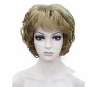 Perruques pour femmes noires/brunes, cheveux courts bouclés naturels, perruque synthétique complète - 19 blond doré clair - 6 pouces