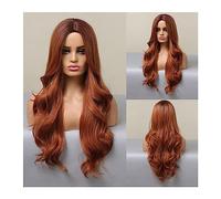 Perruques pour femmes Parti résistant à la chaleur faux cheveux longs bouclés perruque for les femmes Afro Ombre brun blond cendré partie centrale perruque synthétique Cosplay Perruque pour une utilis