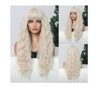 Perruques pour femmes Perruque bouclée for femmes noires, perruque quotidienne de 26 pouces, perruques synthétiques longues ondulées, brun platine blond ombré, perruque Afro avec raie centrale Perruqu
