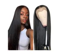 Perruques pour femmes Perruque de cheveux humains raides avec dentelle transparente HD for femme, cheveux brésiliens Remy de 35,6 à 101,6 cm de long, avec fermeture pré-épilée Perruque pour une utilis
