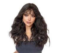 Perruques pour femmes Perruque, frange longue bou noire brune for femmes, couvre-tête complet, coiffure quotidienne naturelle