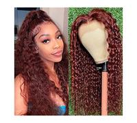 Perruques pour femmes Perruque frontale en dentelle synthétique for femmes de 20 à 30 pouces avec perruque rouge cuivrée pré-plumée cheveux bébé(13X4 T Part Lace Wig,20inches)