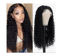 Perruques pour femmes Perruque Lace Front Wig bouclée et ondulée, longue et ample, perruque synthétique résistante à la chaleur avec raie centrale for femmes Perruque humaine(#1B)