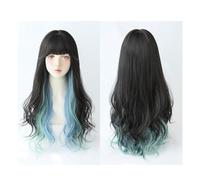 Perruques pour Femmes Perruque longue bleue ombrée for femmes, perruque, synthétique à frange complète for de 26 pouces, adaptée une utilisation quotidienne en soirée