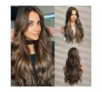 Perruques pour femmes Perruque synthétique longue avec raie centrale, résistante à la chaleur, Style classique élégant, couleur Blonde mixte ombrée, perruque for filles et dames Perruque pour une util