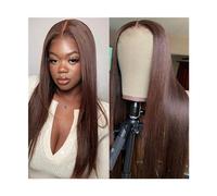 perruques pour femmes Perruques avant de lacet droites brun foncé 13x4 perruques avant de lacet de cheveux humains for les femmes noires #4 perruque de dentelle de cheveux brésiliens Remy brun chocola