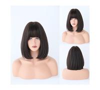 Perruques pour femmes Perruques courtes droites cheveux gris blanc for femmes perruques synthétiques Bob court avec frange Cosplay Lolita utiliser des cheveux naturels résistants à la chaleur Perruque