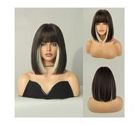 Perruques pour femmes Perruques courtes droites cheveux gris blanc for femmes perruques synthétiques Bob court avec frange Cosplay Lolita utiliser des cheveux naturels résistants à la chaleur Perruque