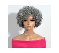 perruques pour femmes Perruques courtes ondulées grises argentées, cheveux humains, entièrement fabriquées à la machine, for femmes noires Perruques de cheveux d'apparence naturelle