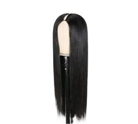 Perruques pour femmes Perruques de cheveux humains lisses en V, sans colle, couture, densité 250, noir naturel(30inches)