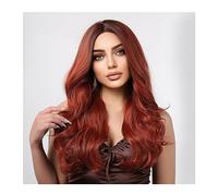 Perruques pour femmes Perruques de cheveux synthétiques longs bouclés en cuivre rouge for femmes Cosplay Orange rouge partie moyenne cheveux vague naturelle fête perruque résistante à la chaleur