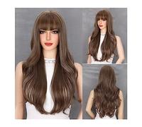 Perruques pour femmes Perruques synthétiques ondulées naturelles blondes mélangées longues brunes avec frange for les femmes cosplay quotidien utiliser des cheveux résistants à la chaleur Perruque pou
