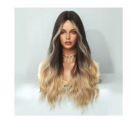 Perruques pour femmes Perruques synthétiques résistantes partie centrale aspect naturel Ombre brun faux cheveux point culminant Blonde longue vague de corps femmes perruque chaleur Perruque pour une u