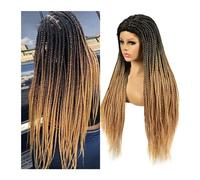Perruques pour femmes Perruques synthétiques tressées en boîte for femmes noires Afro, tresses longues et lisses de 26 pouces, tresses torsadées synthétiques de haute qualité Perruque pour une utilisa