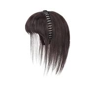 Perruques pour femmes Simulation Cheveux Frange Perruque Pièce Front Bande De Une Tête Filler Couverture Blancs Filles Perruques(Black straight hair-25CM)