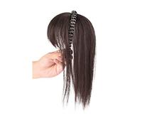 Perruques pour femmes Simulation Cheveux Frange Perruque Pièce Front Bande De Une Tête Filler Couverture Blancs Filles Perruques(Black straight hair-40CM)