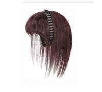 Perruques pour femmes Simulation Cheveux Frange Perruque Pièce Front Bande De Une Tête Filler Couverture Blancs Filles Perruques(Dark brown straight hair-25CM)