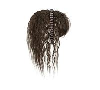 Perruques pour femmes Simulation Cheveux Frange Perruque Pièce Front Bande De Une Tête Filler Couverture Blancs Filles Perruques(Light brown curly hair-40CM)