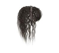 Perruques pour femmes Simulation Cheveux Frange Perruque Pièce Front Bande De Une Tête Filler Couverture Blancs Filles Perruques(Brown-black curly hair-40CM)