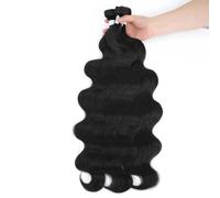 Perruques pour femmes Tissage en lot brésilien synthétique Body Wave, Extensions capillaires synthétiques naturelles douces et colorées, cheveux épais Forfaits(1B_26INCHES)