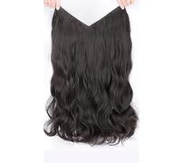 Perruques pour femmes Une pièce perruque grande vague boucles en forme de U cheveux moelleux Volume filles longs sans trace d'extension(Brown-black,60CM/23.6 inches)