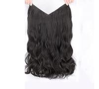 Perruques pour femmes Une pièce perruque grande vague boucles en forme de U cheveux moelleux Volume filles longs sans trace d'extension(Noir,60CM/23.6 inches)