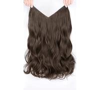 Perruques pour femmes Une pièce perruque grande vague boucles en forme de U cheveux moelleux Volume filles longs sans trace d'extension(Light brown,60CM/23.6 inches)