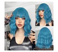 Perruques pour femmes Vague Naturel Résistant À La Chaleur Cheveux Ombre Blonde Court Bob Perruque Synthétique for Les Femmes Avec Une Frange Corps En Or Blanc Perruque pour une utilisation quotidienn