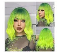 Perruques pour femmes Vague Naturel Résistant À La Chaleur Cheveux Ombre Blonde Court Bob Perruque Synthétique for Les Femmes Avec Une Frange Corps En Or Blanc Perruque pour une utilisation quotidienn