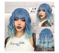 Perruques pour femmes Vague Naturel Résistant À La Chaleur Cheveux Ombre Blonde Court Bob Perruque Synthétique for Les Femmes Avec Une Frange Corps En Or Blanc Perruque pour une utilisation quotidienn